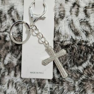 Silver Cross Keychain